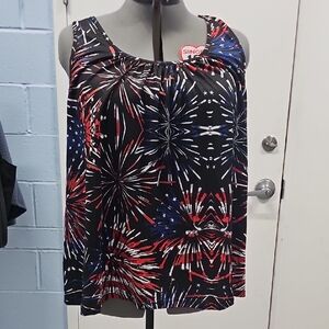 SHEIN Black and Red Firework Print Tank Top